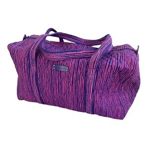 Vera Bradley Purple Quilted Extra Large Tote Bag Weekender Impressionista Stripe